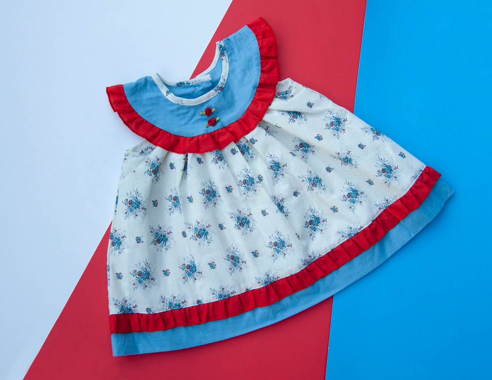 White, Blue & Red Toddler Dress